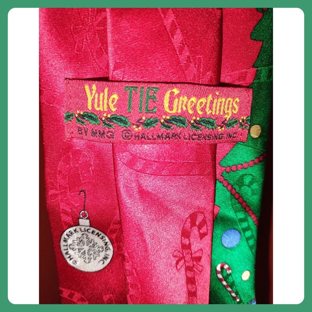 Yule Tie Greetings Christmas Tree Santa Reindeer Holiday Necktie - Picture 6 of 7